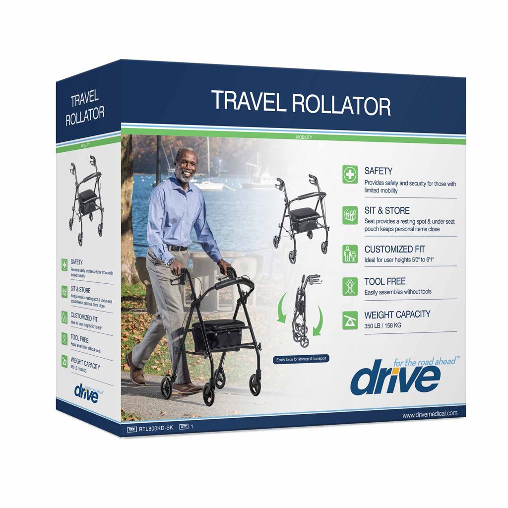 Travel Rollator, Black - Image 4