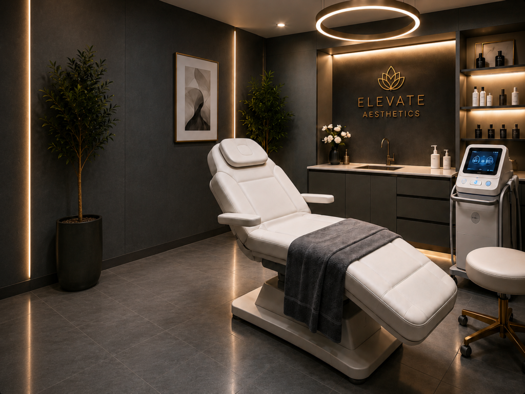 Modern medical spa treatment room representing reliable medical gas cylinder delivery for med spas in Tulsa, Oklahoma.